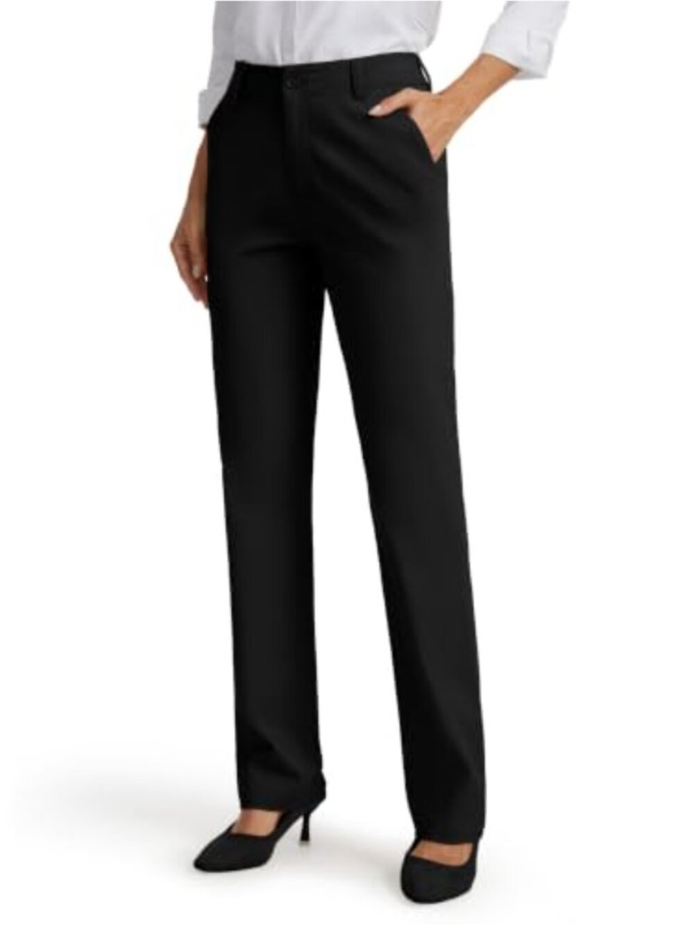Women's Tall Straight Leg Dress Pants Stretch Slacks Extended Inseam